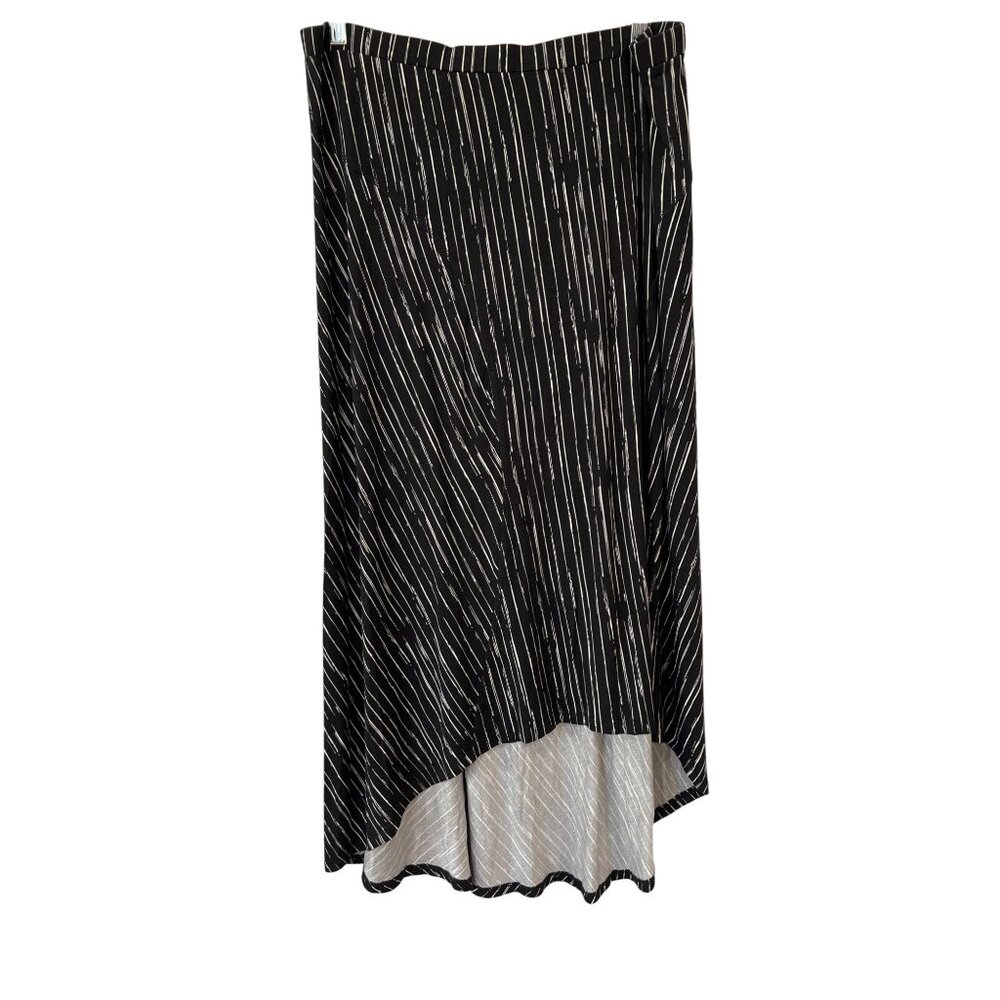 Lisa Rinna Collection Hi Low Hem Maxi Skirt with Seam Detail Large Black White